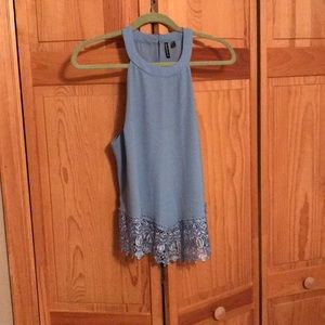 Blue blouse with lace bottom